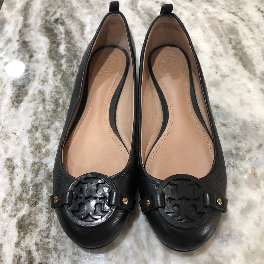 Tory Burch Black Leather Flats